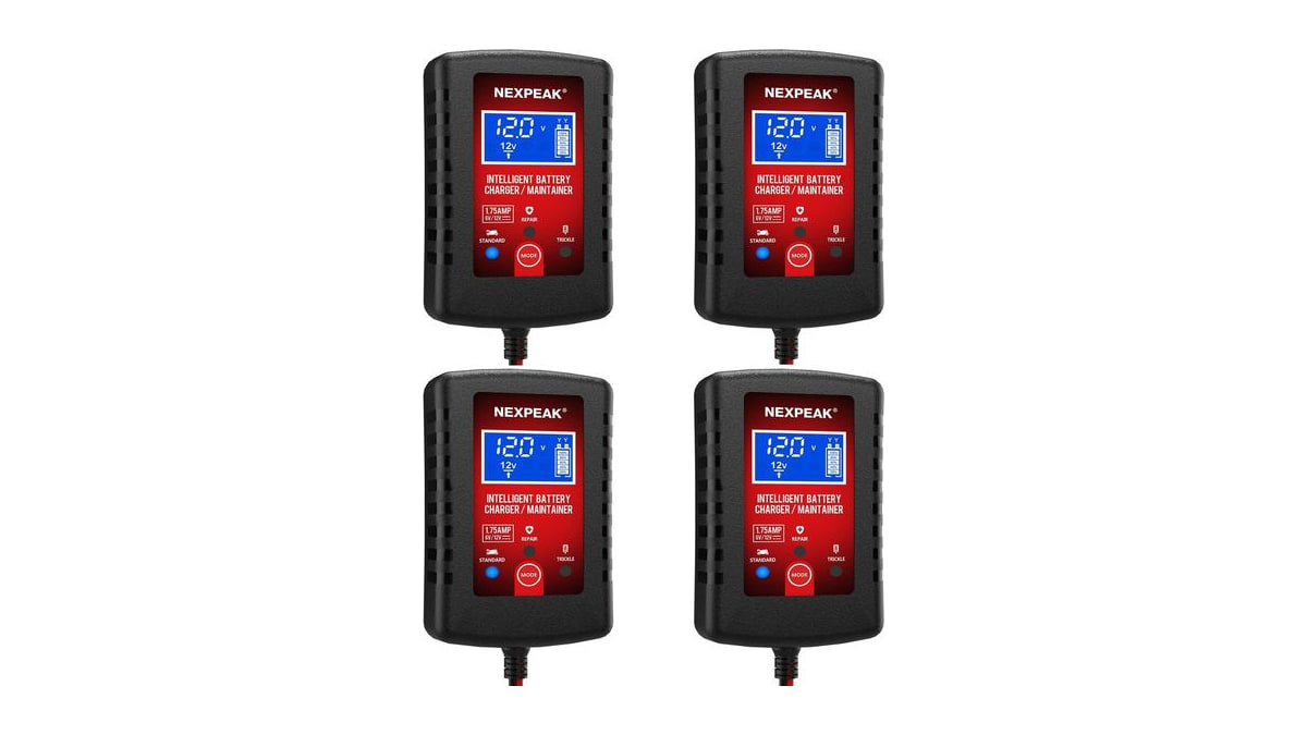 4-Pack 1.75A Car Battery Charger, 6V &12V Smart Battery Trickle Charger