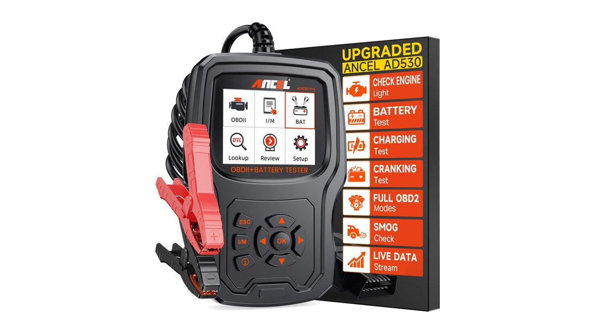 ANCEL AD530 PRO 2-in-1 OBD2 Scanner and 12V Battery Tester