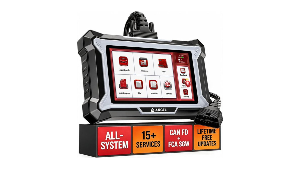 ANCEL DS200 Full System OBD2 Scanner, 15+ Service Functions, CAN FD/FCA SGW
