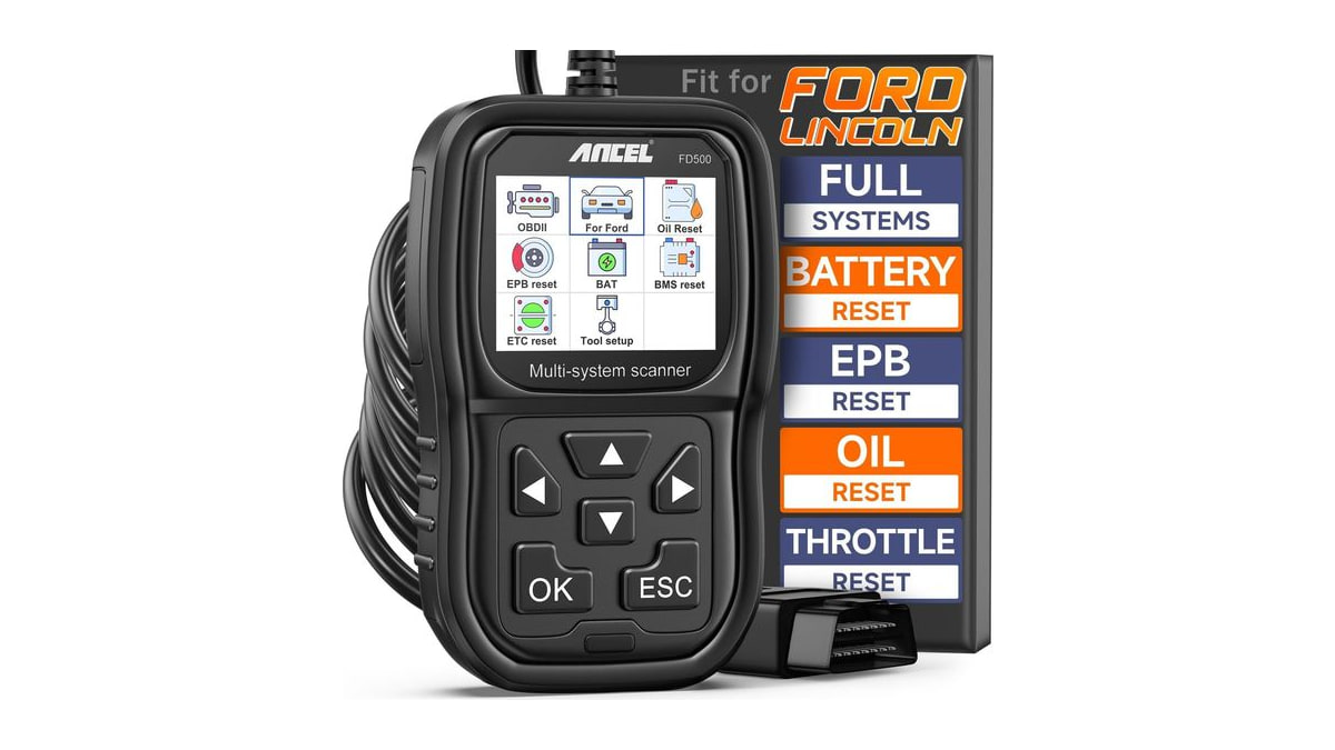 ANCEL FD500 OBD2 Scanner for Ford, Lincoln, Mercury, Battery Registration