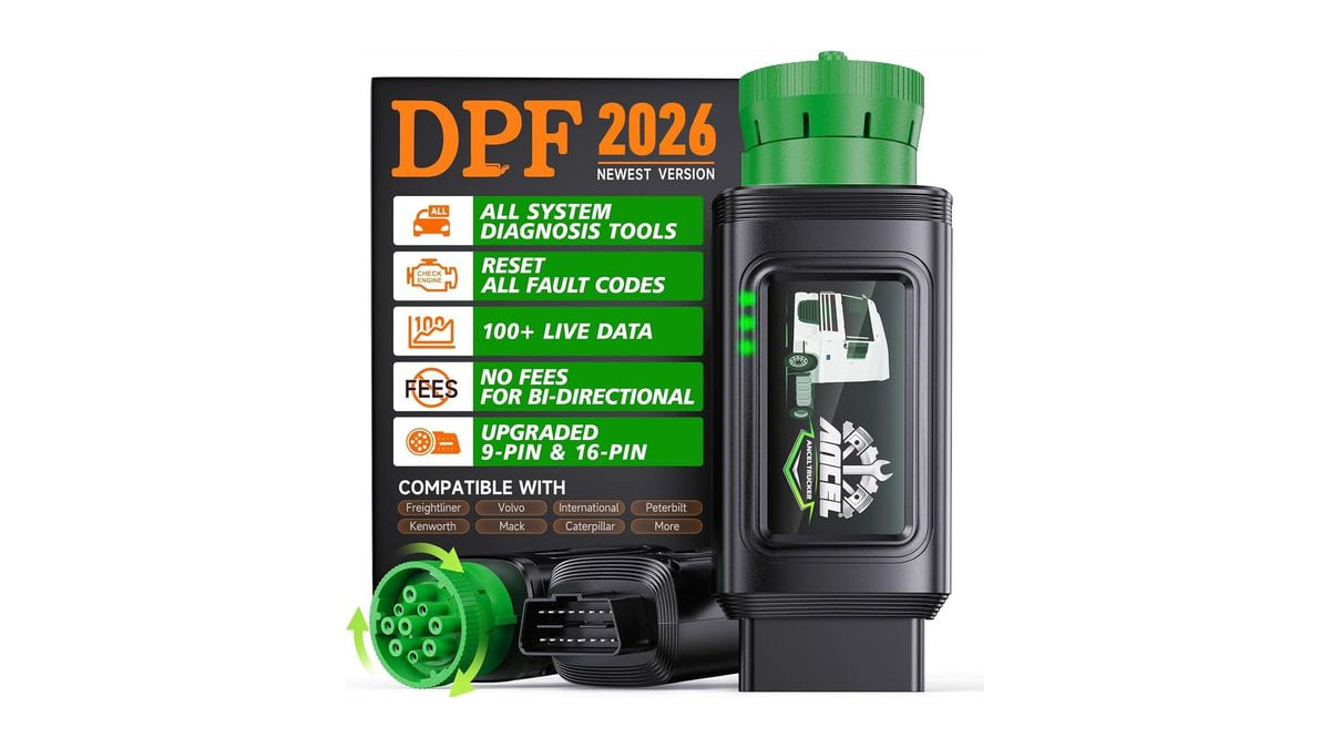 ANCEL HD100 Heavy Duty Truck Scanner, DPF Regen & Reset for Cummins & Caterpillar Engine, Full System Bluetooth Diesel Diagnostic Tool, HDOBD & OBD2 C