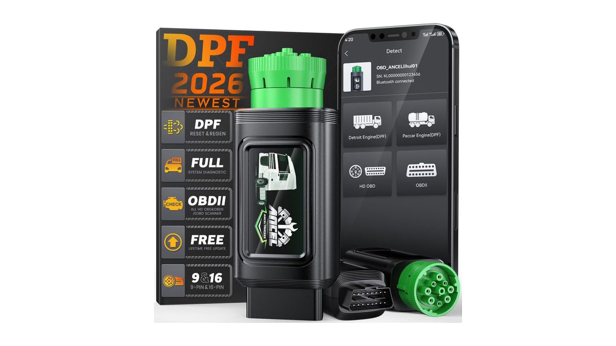 ANCEL HD110 Heavy Duty Truck Scanner with DPF Regen for Detroit & PACCAR