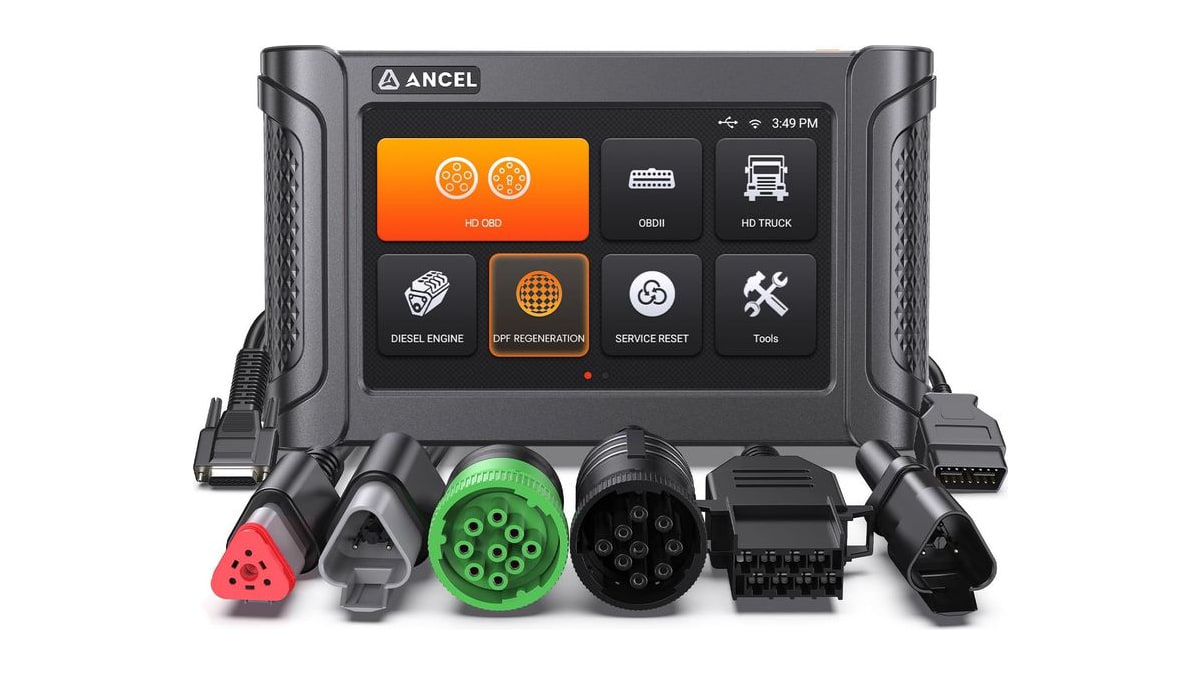 ANCEL HD7000 7" Heavy Duty Truck Scanner, DPF Regen, Speed Limit & Idle Adjustment, Service Reset, Professional Diesel Scan Tool for Cummins, Detroit,