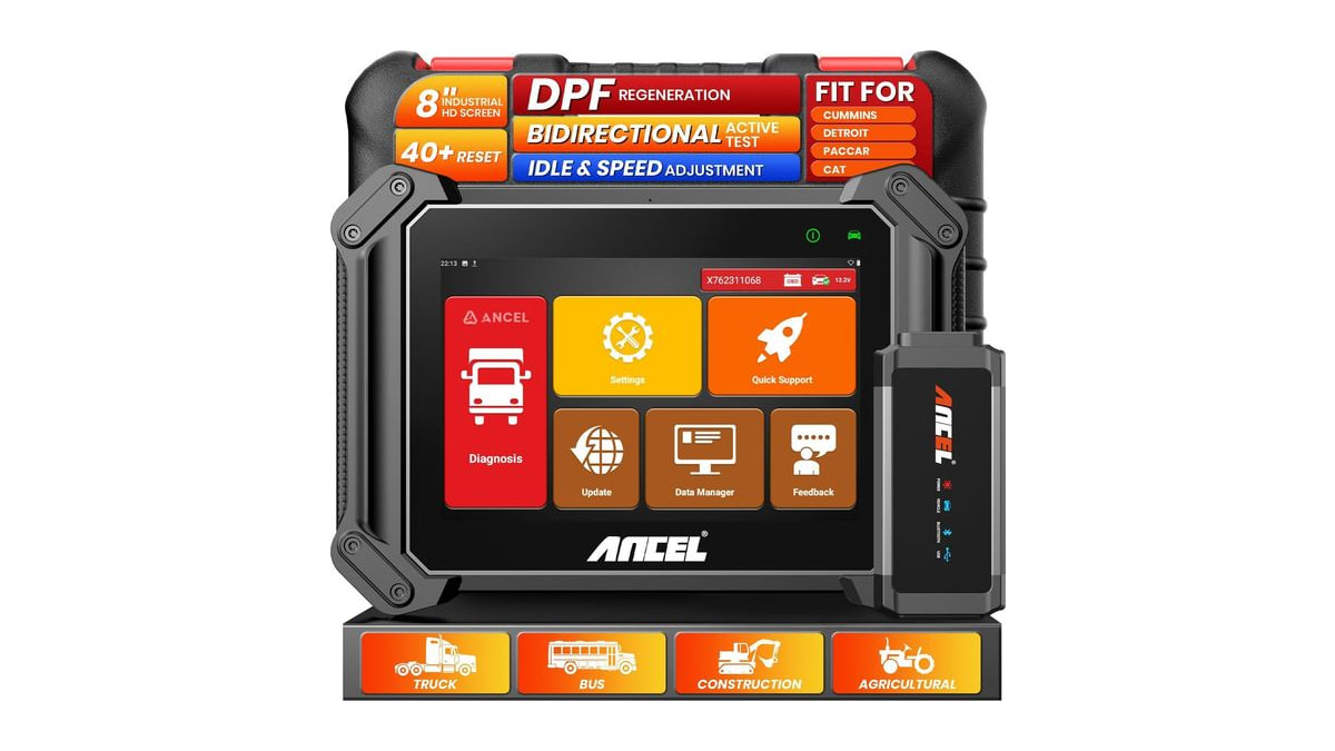 ANCEL V6HD Heavy Duty Truck Scanner, Bidirectional Tests, DPF Regen