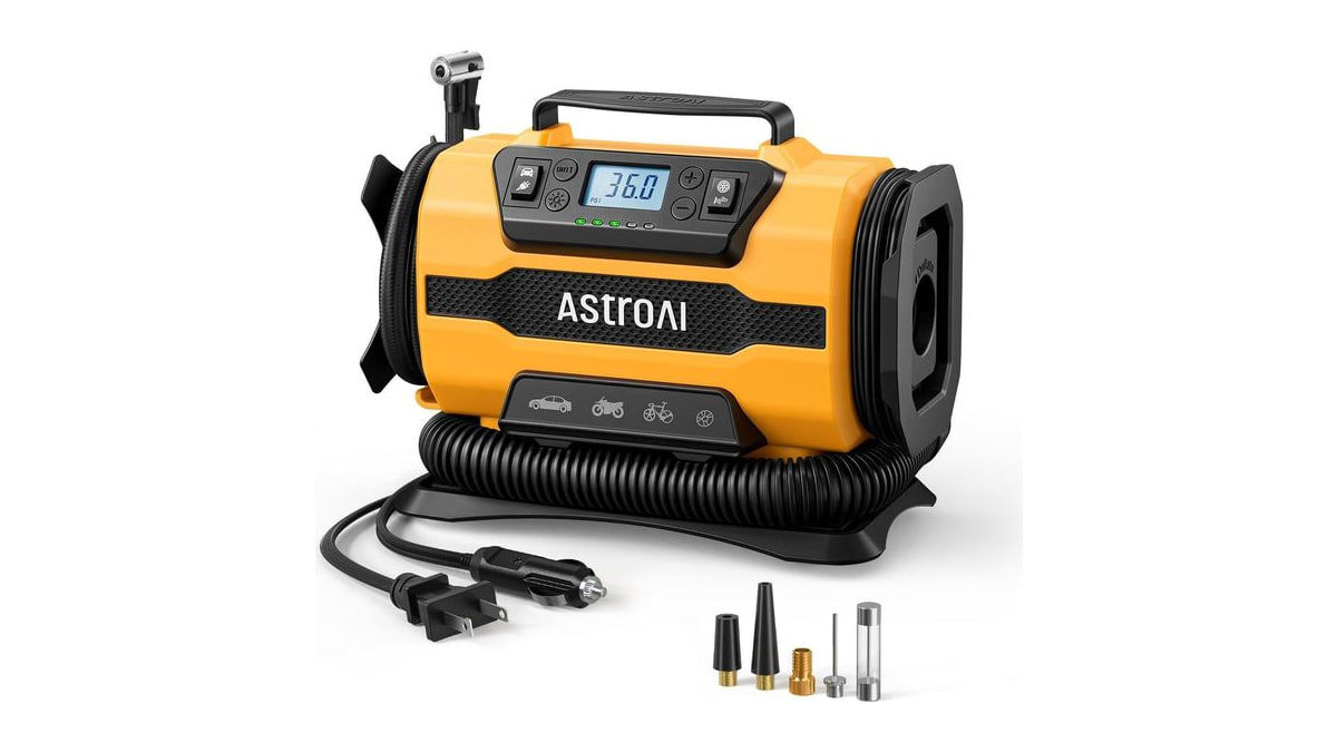 AstroAI Tire Inflator Portable Air Compressor, 12V DC/120V AC Dual Power