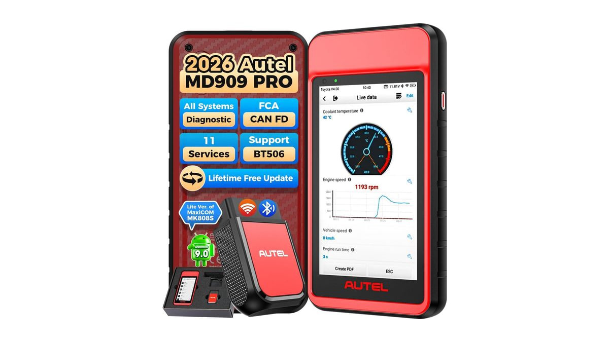 Autel Scanner MaxiDiag MD909 PRO, 2026 Full Systems Diagnostic Tool w/CAN FD, 5.5'' MD909PRO OBD2 Scan Tool for All Cars, Wireless of MaxiCOM MK808S M