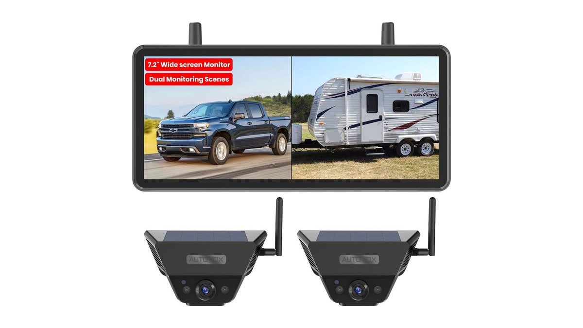 AUTO-VOX 2 Solar Backup Camera Wireless for RVs, Flexible Monitoring