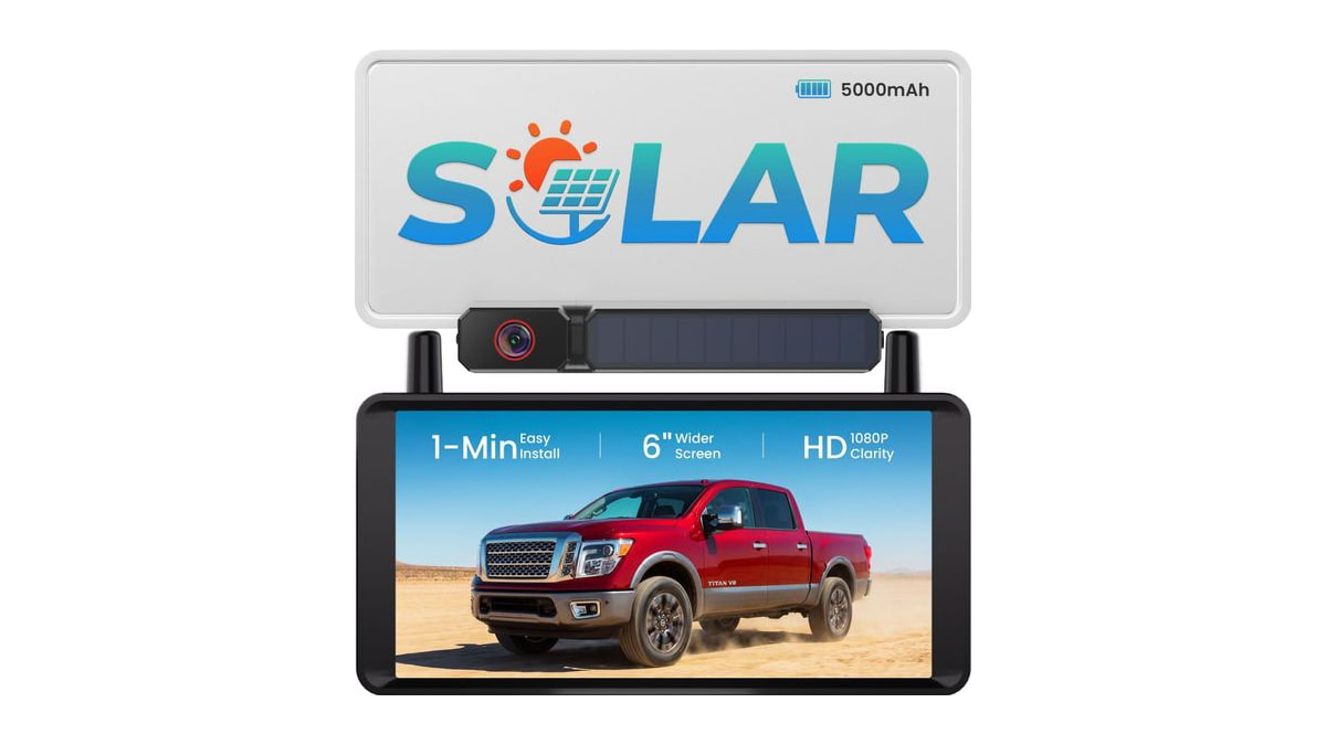 AUTO-VOX 6" Solar Wireless Backup Camera, 16:9 Monitor, Dual Antenna Signal