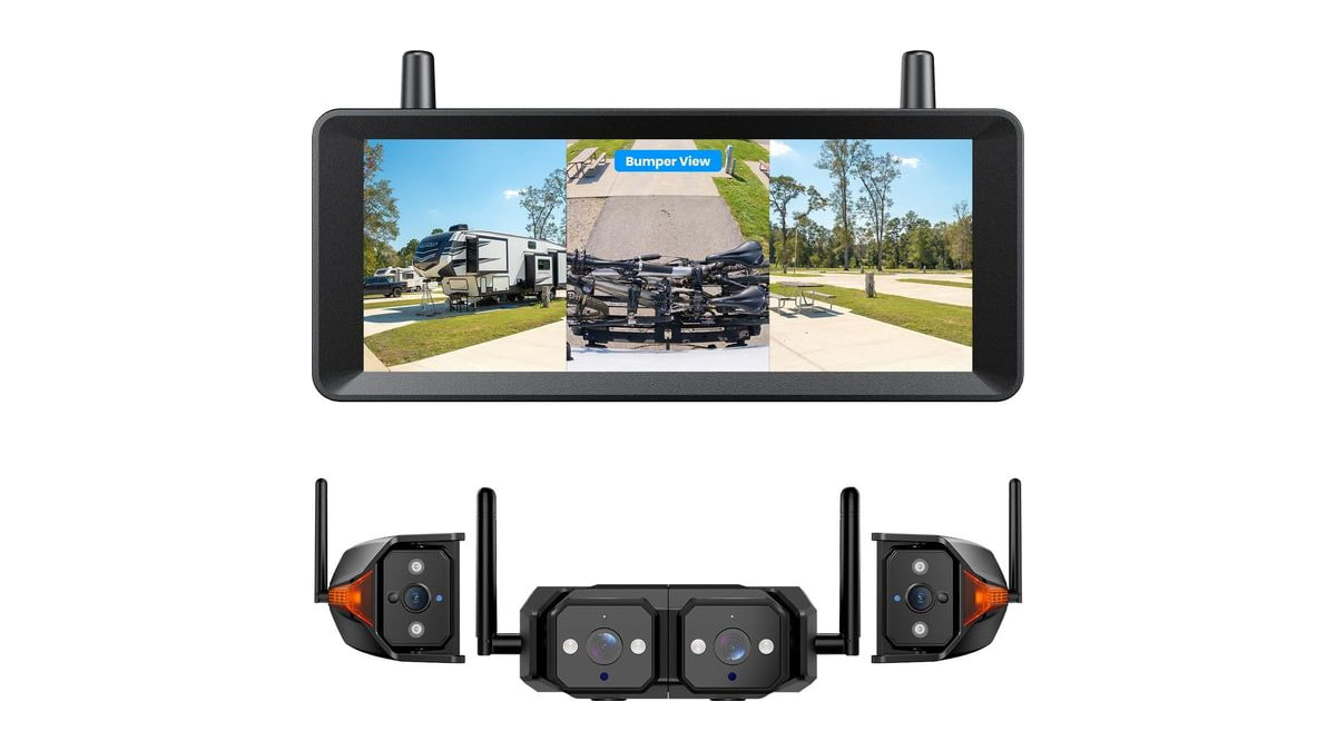 AUTO-VOX Wireless RV Backup Camera System,Dual Lens Rear and Side Coverage