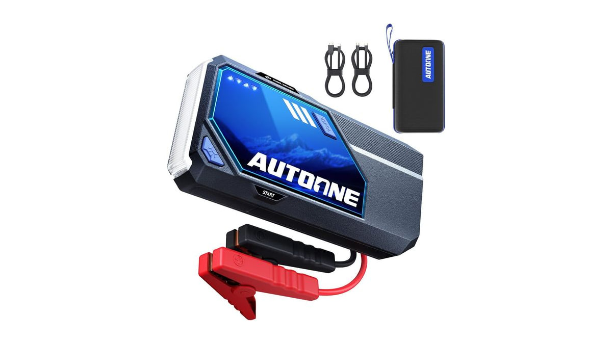AUTOONE M5 9000A Car Jump Starter 12V Battery Jumper Starter Portable (All Gas/All Diesel) 168W DC Jump Box for Car Battery with Built-in Booster, Typ