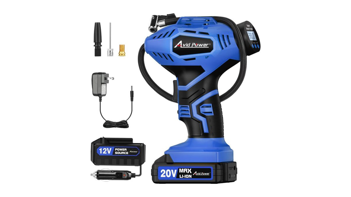 AVID POWER 20V Rechargeable Cordless Tire Inflator Portable Air Compressor
