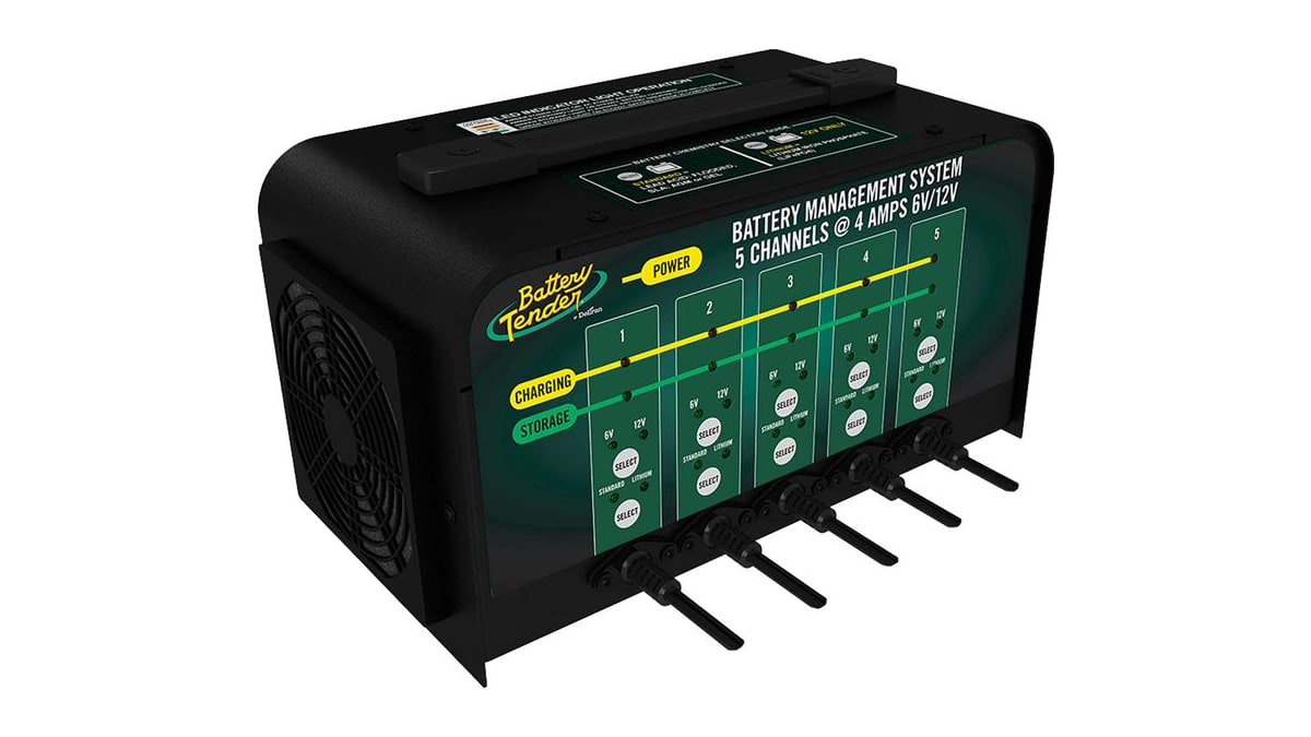 Battery Tender 5 Bank Multibank Charger - 20 AMP (4 AMPs Per Bank) - Selectable 12V / 6V - Smart and Switchable 12V Multi Battery Charger and Maintain
