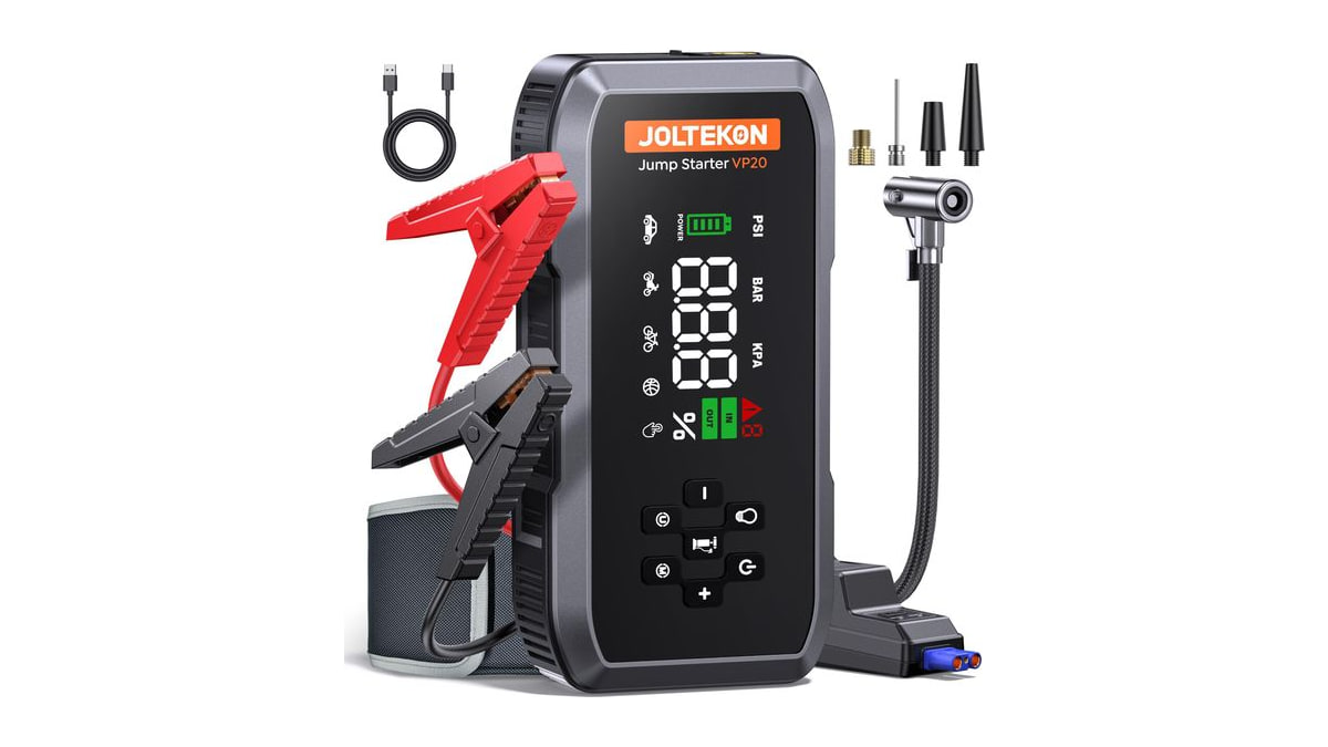 Car Battery Jump Starter with Air Compressor, 5000A Powerful Battery Jumper Starter Portable with 150PSI Auto-Pause Pump, 12V Jump Box for Car Battery