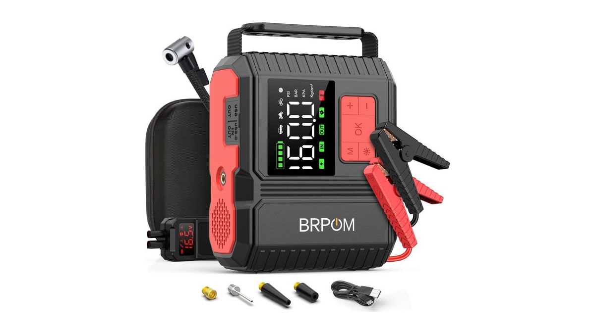 Car Jump Starter with Air Compressor, 9000A Peak 26800mah (Up to All Gas or 12.0L Diesel Engine, 50 Times) Portable160PSI Jump Starter 12V Auto Batter