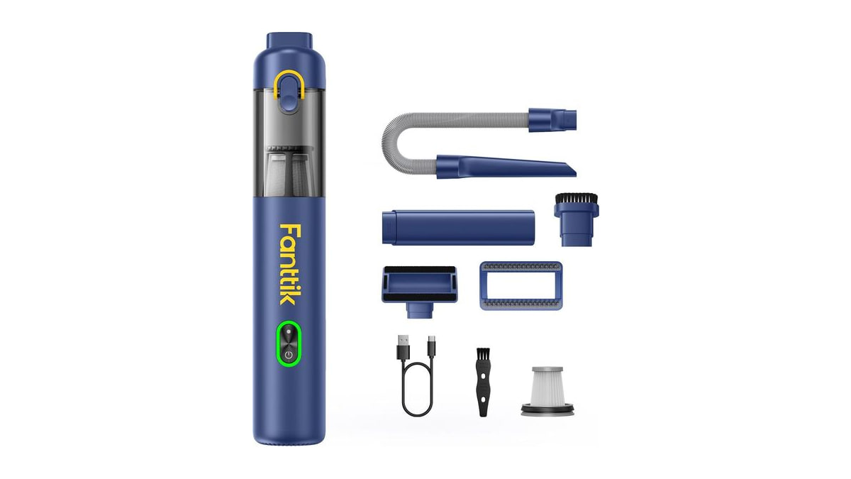 Fanttik V8 Mate Upgraded Cordless Car Vacuum, Portable Mini Vacuum with 13000pa Suction Power, 2 Suction Modes, Type-C Charge, Handheld Vacuum for Car