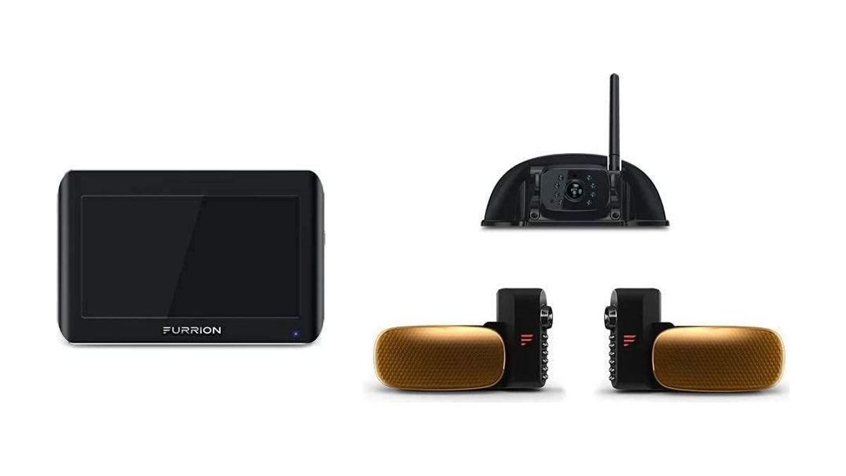 Furrion Vision S 5 inch Monitor, 3 Camera Wireless RV Backup System with IR Night Vision and Wide Viewing Angles: 1 Rear Sharkfin Camera and 2 Side Ru