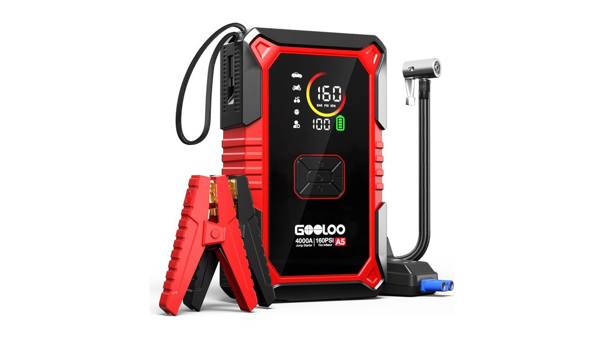 GOOLOO A5 Jump Starter with Air Compressor, 4000A Portable Jump Box