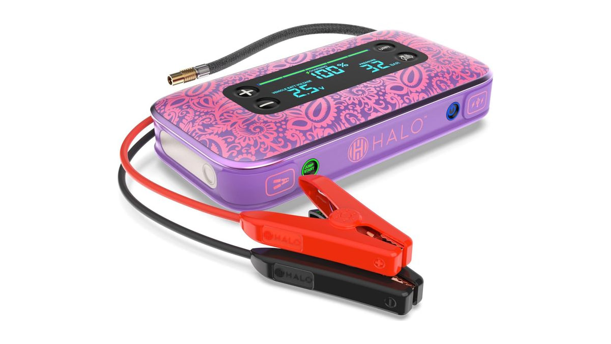 HALO BOLT AIR+ 1750A Jump Starter, AIR Compressor, Power Bank, Purple