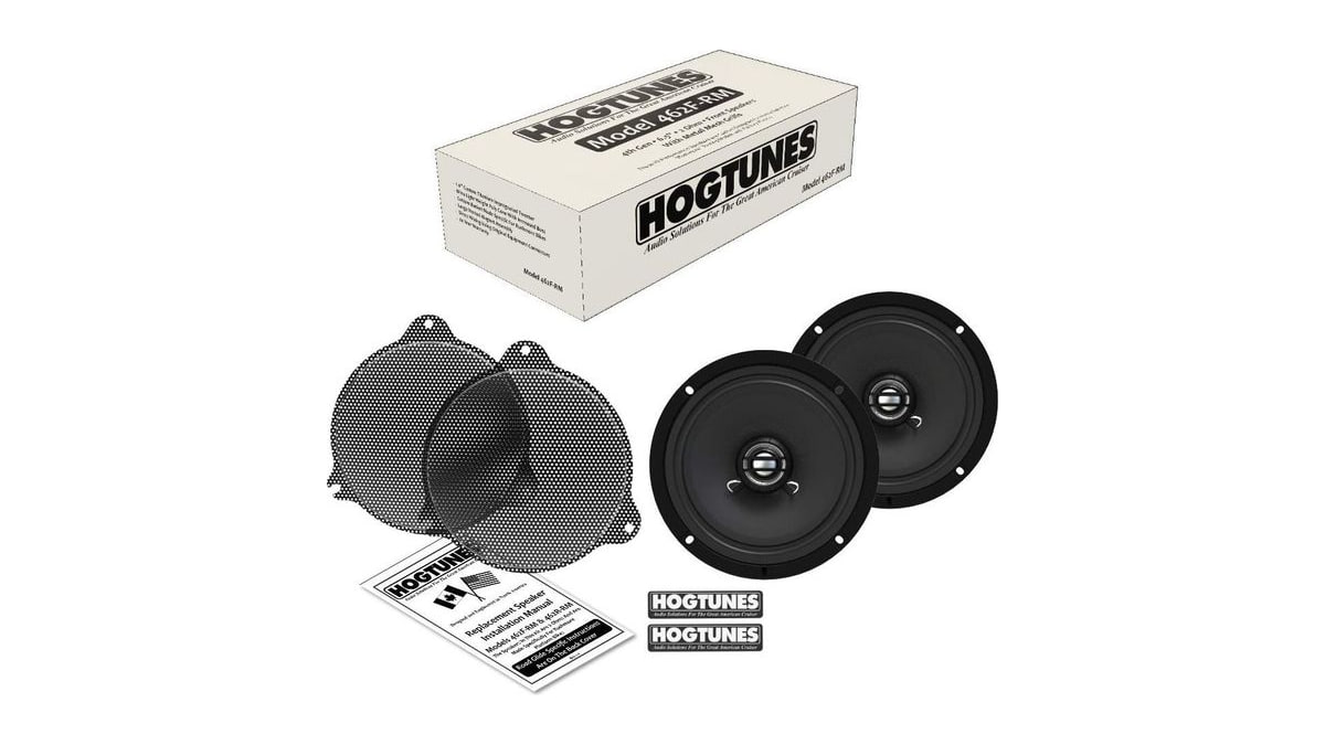 Hogtunes 462F-RM 6.5" Front Speakers with Grills (2 Pack), Fits 2014-Current Harley-Davidson Motorcycles