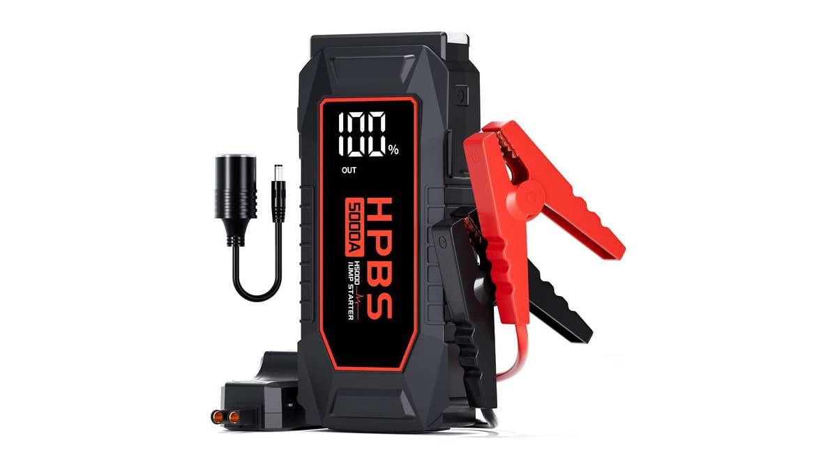 HPBS Car Jump Starter - 5000A Peak Jump Starter Battery Pack with DC for Up to All Gas and 10.0 L Diesel Engines, 12V Portable Battery Jump Starter wi