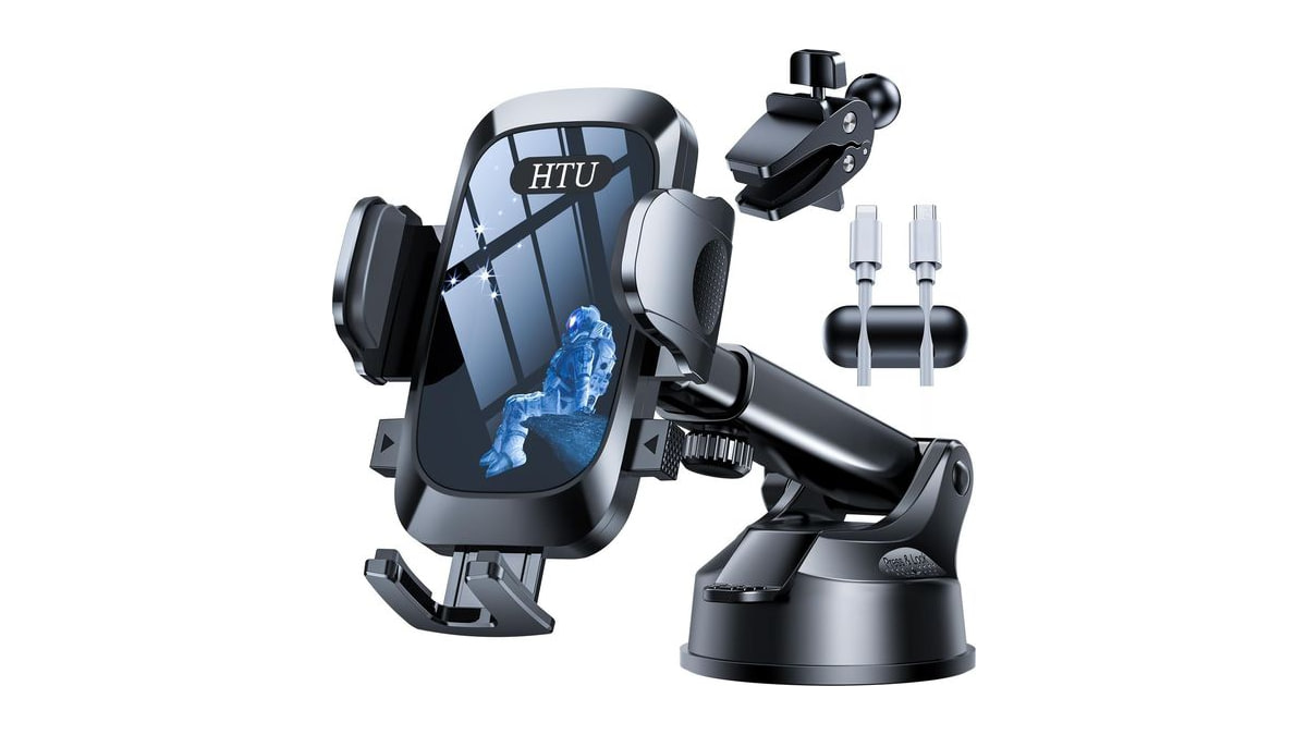 HTU Car Phone Holder【2026 Upgraded 100+LBS Suction & Safety Cert】 Cell Phone Car Mount for Truck Heavy Duty Phone Holder for Dashboard/Windshield/Vent