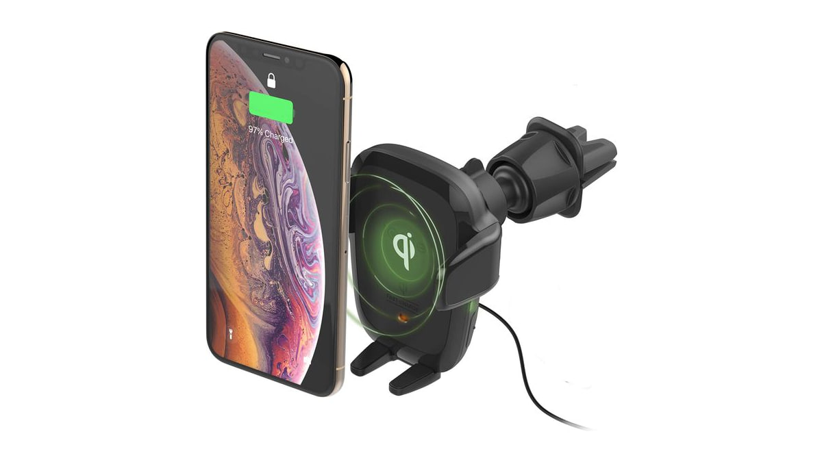 iOttie Auto Sense Qi Wireless Car Charger - Automatic Clamping Wireless Charging CD Slot & Air Vent Phone Mount Combo for iPhone, Samsung Galaxy, Goog