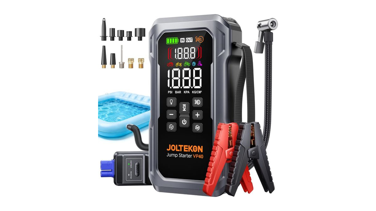 JOLTEKON 6000A 160PSI 9-in-1 Car Battery Jump Starter with Air Compressor & Air Blower (All Gas 12L Diesel), Battery Jumper Starter Portable Jump Box