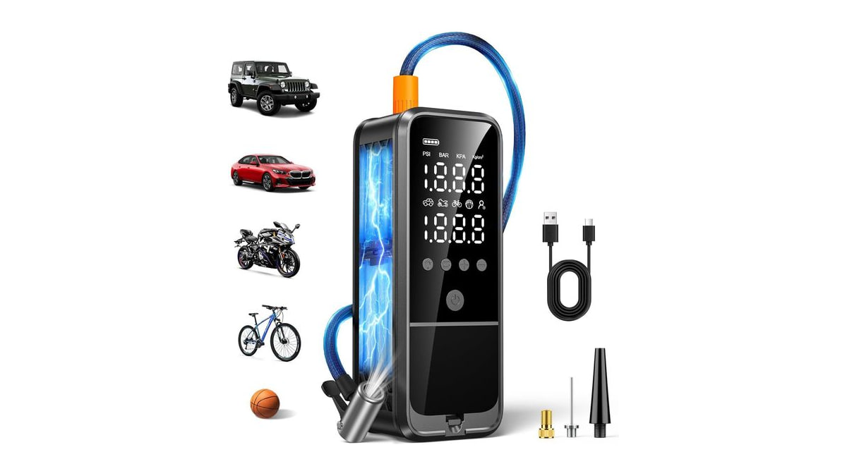KZKB 6000mAh Tire Inflator Portable Air Compressor, Air Pump for Car Tires