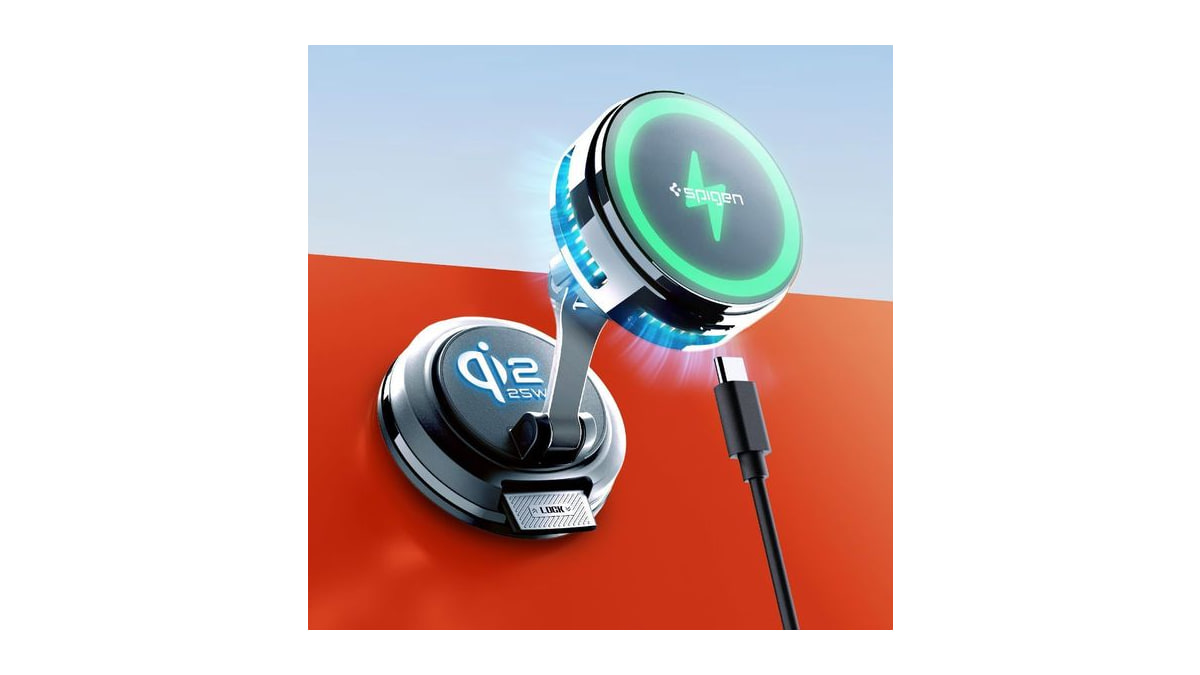 Spigen Qi2.2 25W MagSafe Car Mount Wireless Charger with Rapid Suction Lock