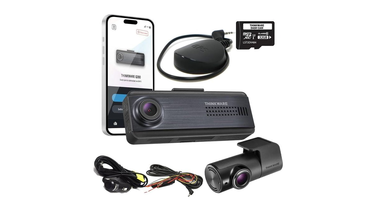 THINKWARE Q200 Dash Cam 2K Front and Rear, Built-in GPS, Wi-Fi, ADAS, WDR