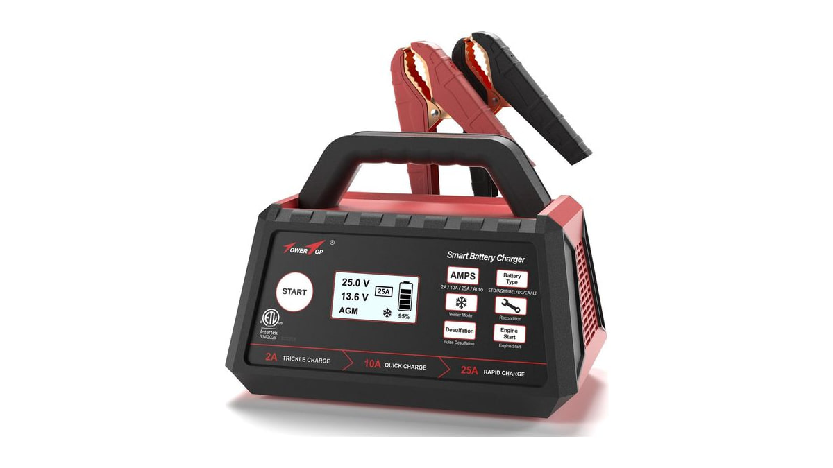 TowerTop 2/10/25 Amp 12V Smart Car Battery Charger, Fully Automatic Battery Maintainer with Engine Start, Auto Desulfator, Battery Repair, Winter Mode