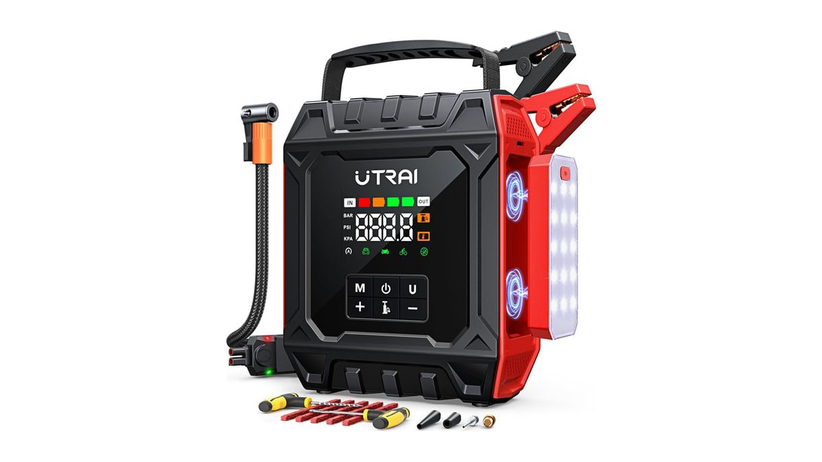 UTRAI 8000A Jump Starter with Air Compressor 160PSI for All Gas/12L Diesel