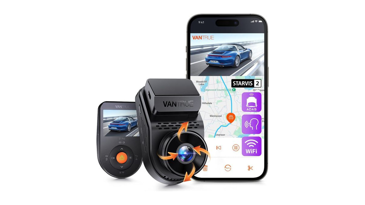 Vantrue S1 Pro 2.7K STARVIS 2 Mini Dash Cam Front, ADAS AI Car Camera