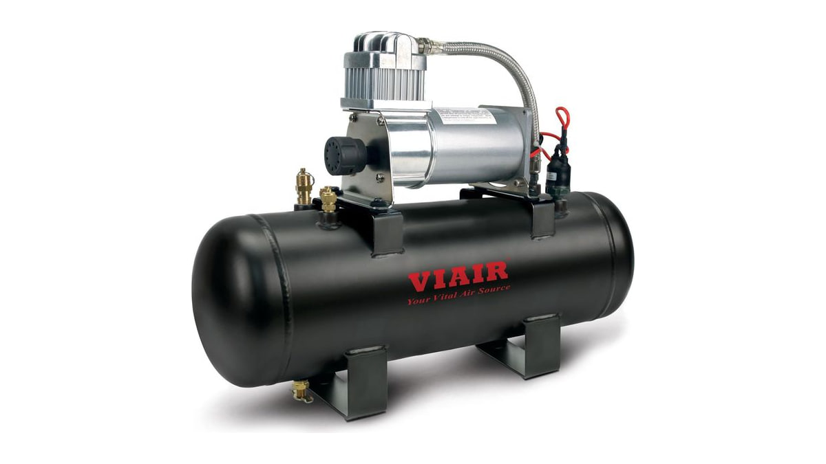 VIAIR 150 PSI High-Flow Air Source Kit | Portable On Board Air Compressor with 2 Gallon Tank for Truck, Air Horns, Suspension, Air Locker, Black