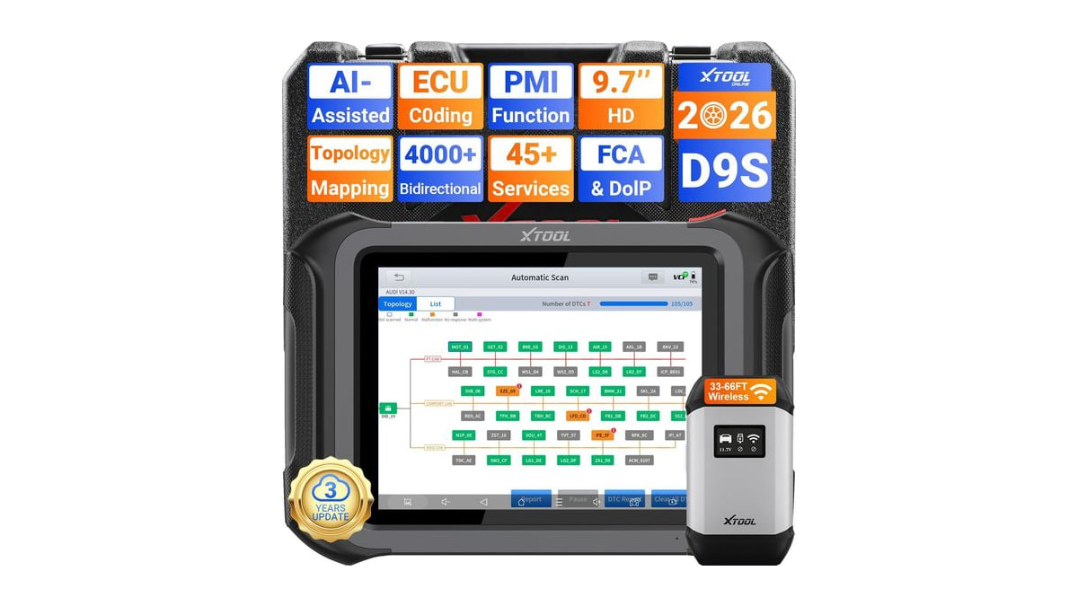 XTOOL D9S Topology Mapping OBD2 Scanner, ECU Coding, PMI, 3-Yrs Free Update
