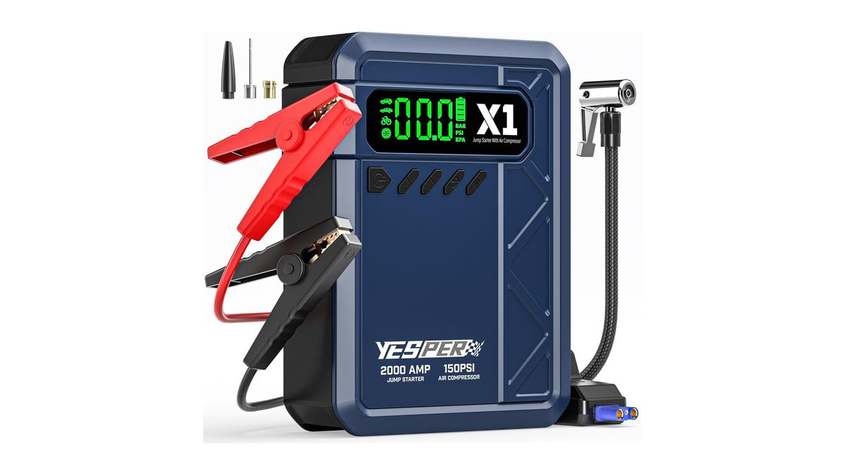 YESPER Jump Starter with 150PSI Air Compressor 12V Car Battery Jumper Box