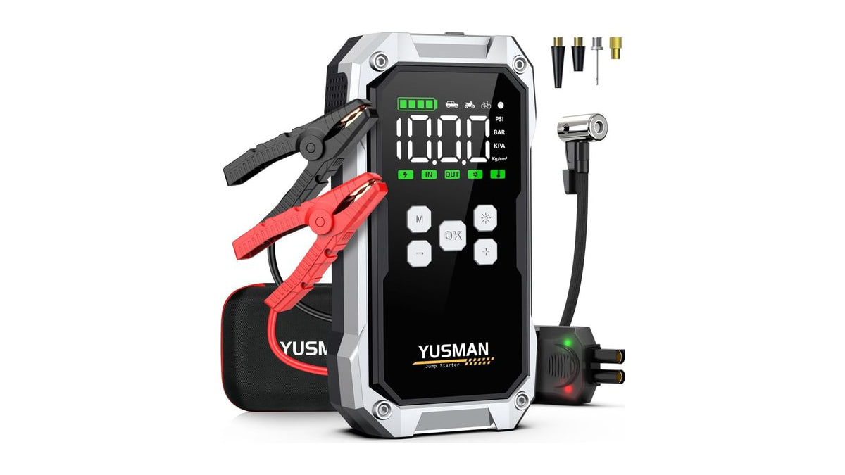 YUSMAN Jump Starter with Air Compressor, 9000A 160PSI Battery Booster Pack