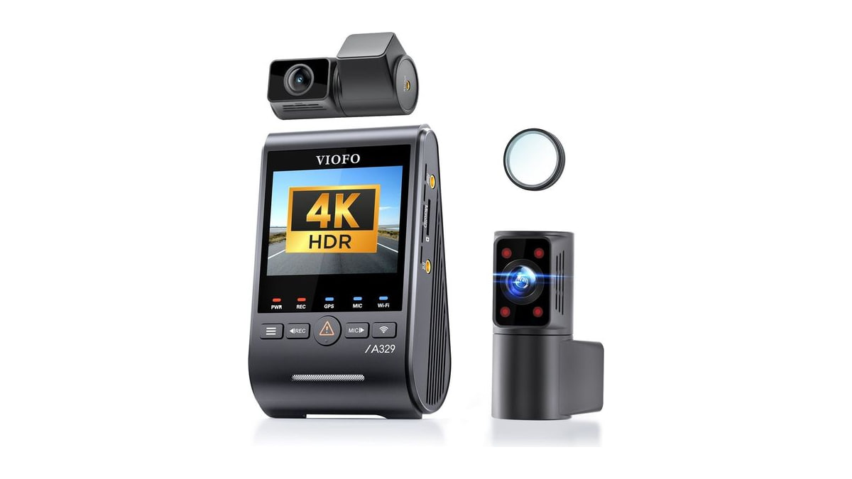 The VIOFO A329S 3CH front, rear and cabin cameras with a polarizing filter